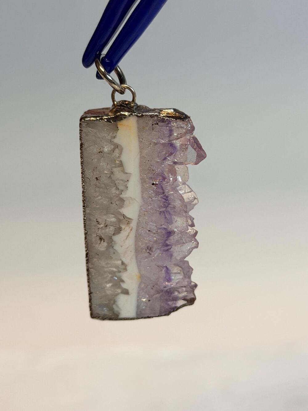 Amethyst Slice Pendant, Purple Crystal, Rough Raw Edge